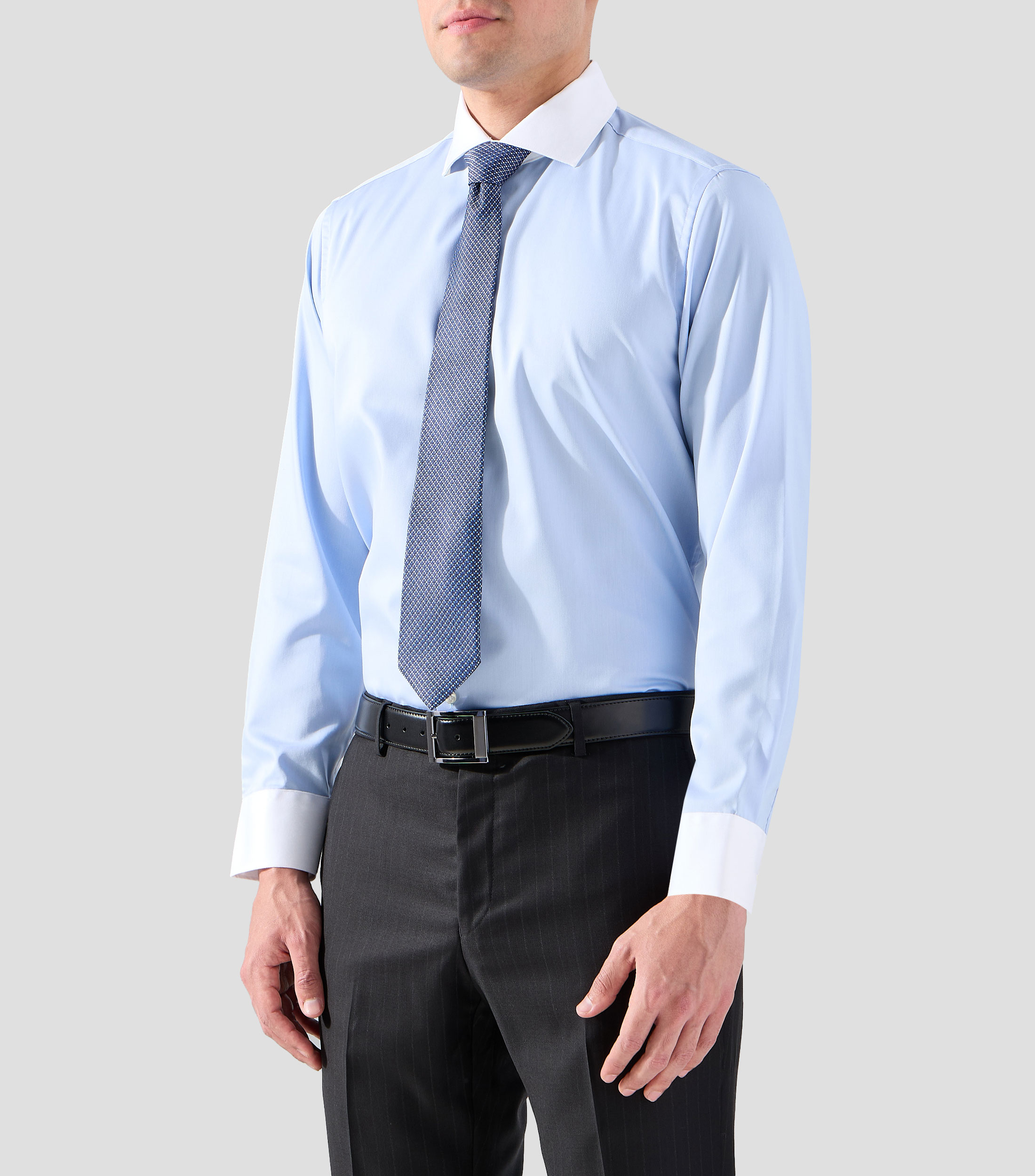 Camisa de vestir lisa manga larga Hombre
